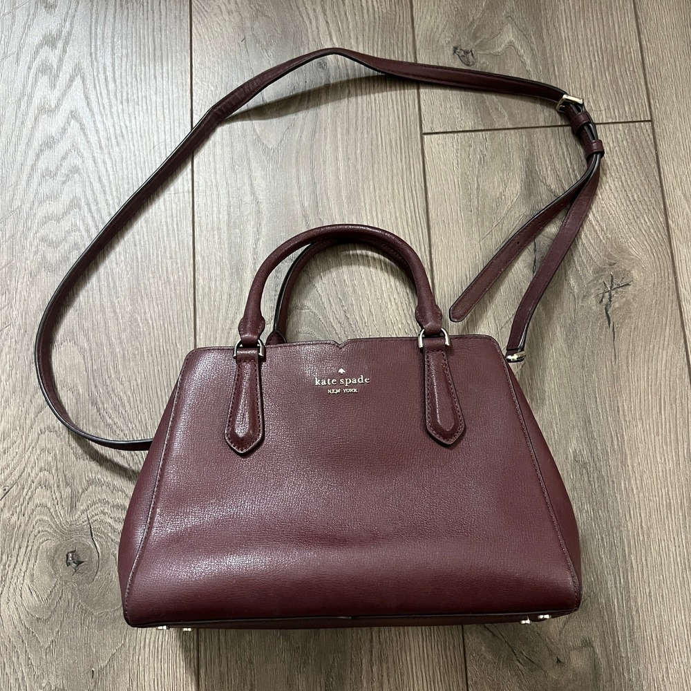 Kate Spade Tippy Small Triple Compartment Satchel Burgundy Purple